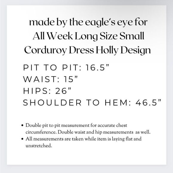 Made By Eagle Eye For All Week Long Size Small Corduroy Dress Holly Christmas - Picture 15 of 15